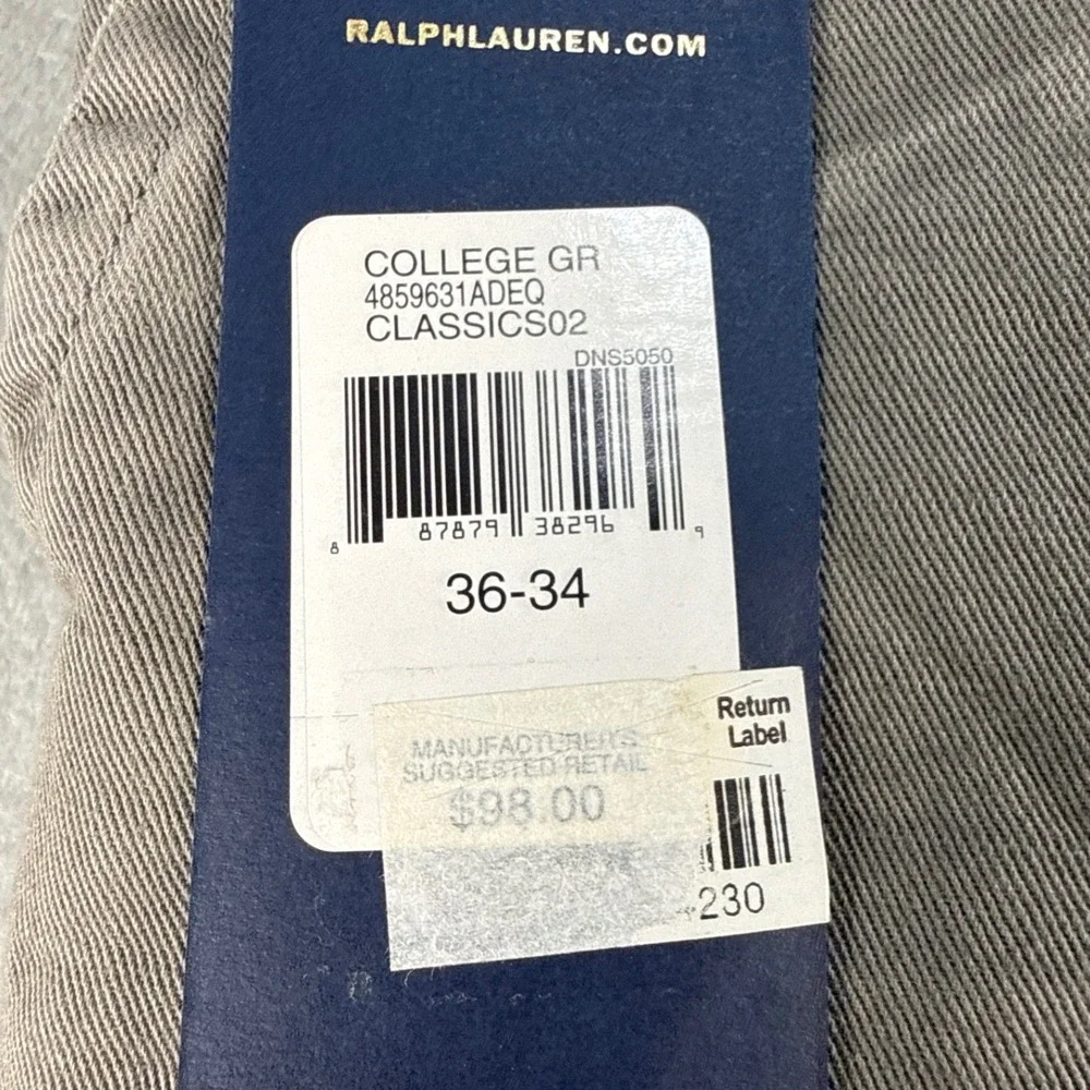 Polo Ralph Lauren Straight Fit Gray Faded Cotton Chino Pants Mens 36x34 NEW